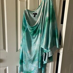 Aidan Green and White one shoulder  mini Dress